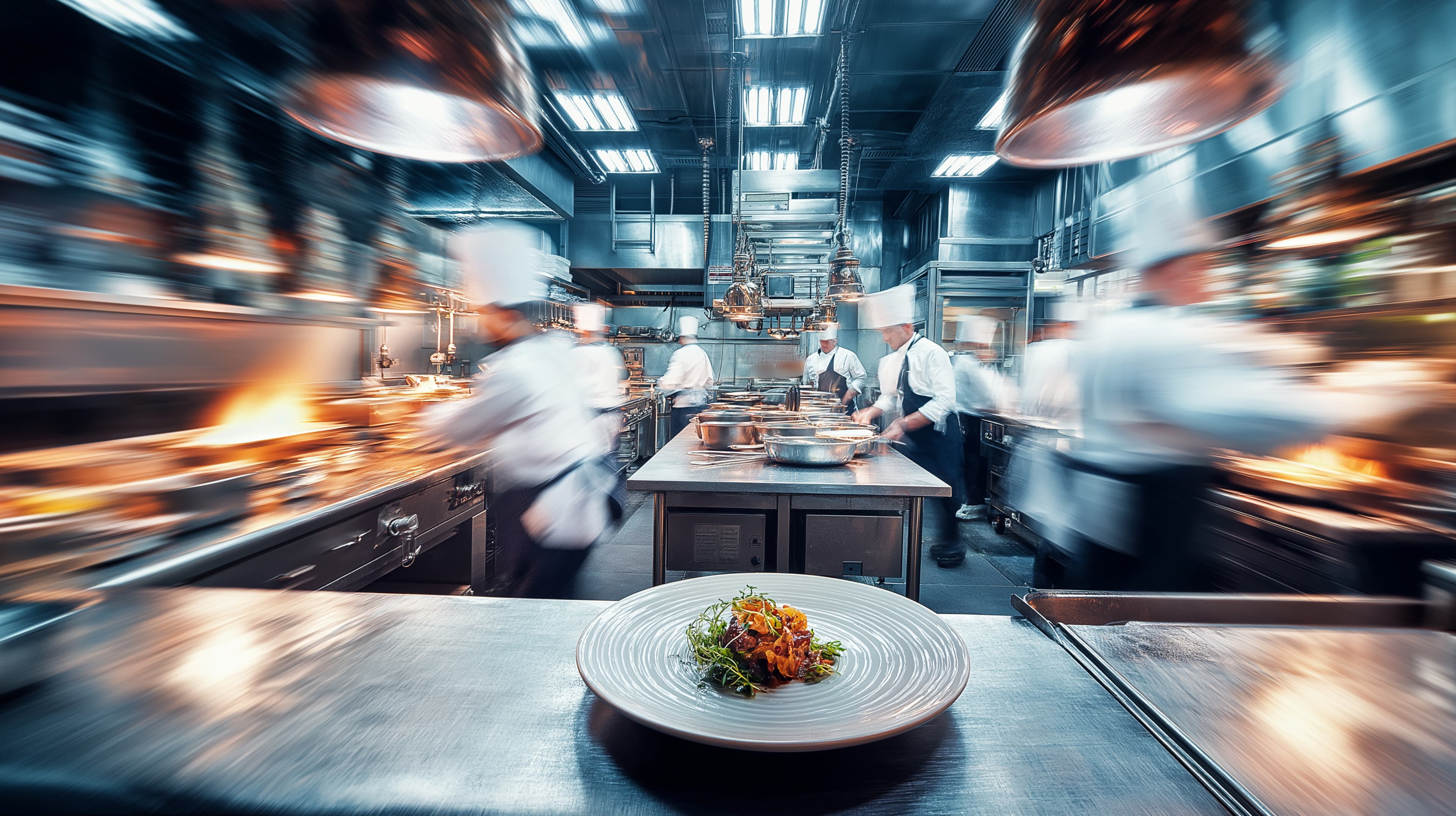 Professional restaurant kitchen in service
